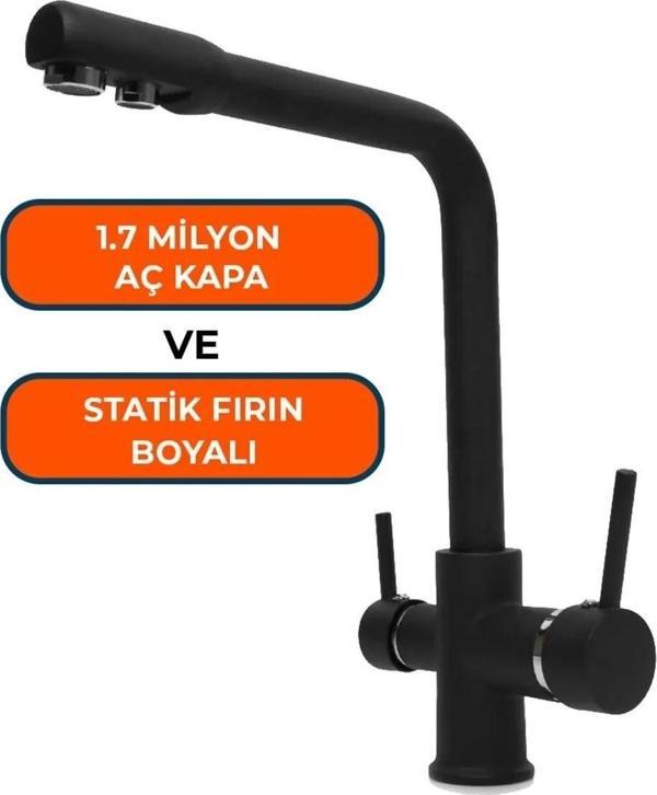 Filter Store Arıtma Bataryası Siyah 3 Yollu Arıtma Musluğu Su Arıtma Bataryası Sıcak-Soğuk Mix Siyah - Image 1
