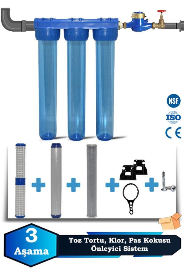 Sumarkt Atlantis Daire Bina Girişi 20 Inch 3 Aşama Su Arıtma Yumuşatma Cihazı(Koku,Pas,Klor Önleyici Set) - Image 1