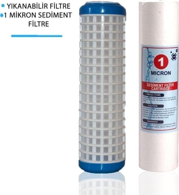 Filter Store Daire Bina Sayaç Girişi 10" Inch 2 Aşama ( Yıkanabilir , 1M Sediment ) Yedek Filtre Seti - Image 1