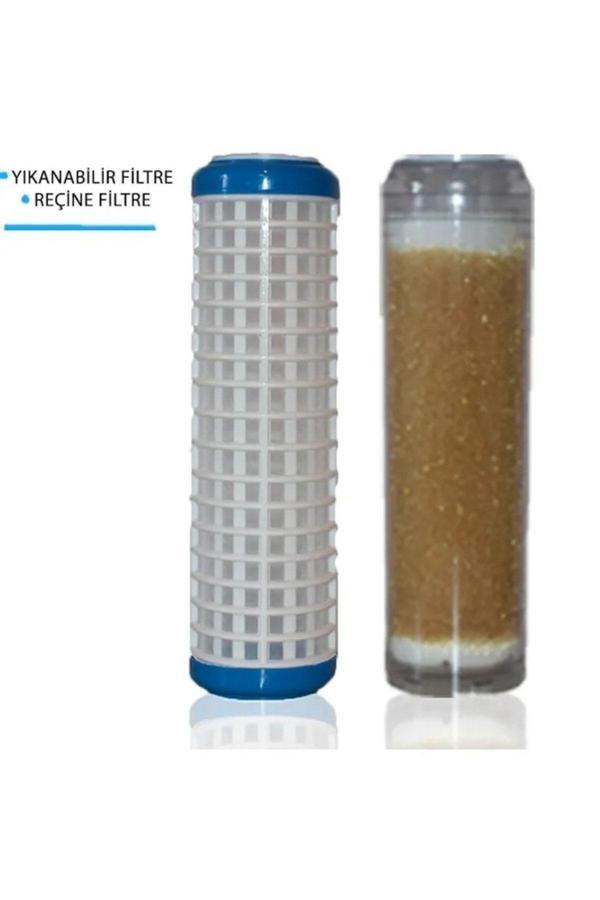 Filter Store Daire Bina Sayaç Girişi 10" Inch 2 Aşama ( Yıkanabilir , Reçine ) Yedek Filtre Seti - Image 1
