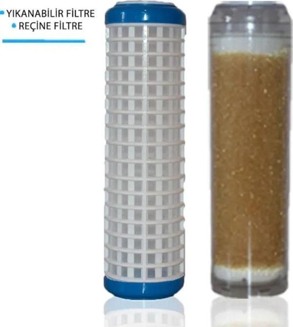 Filter Store Daire Bina Sayaç Girişi 10" Inch 2 Aşama ( Yıkanabilir , Reçine ) Yedek Filtre Seti - Image 1