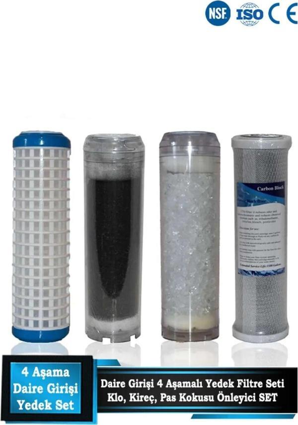 Filter Store Daire Bina Sayaç Girişi 10" Inch 4 Aşama ( Yıkanabilir , Gac , Silifoz , Blok ) Yedek Filtre Seti - Image 1