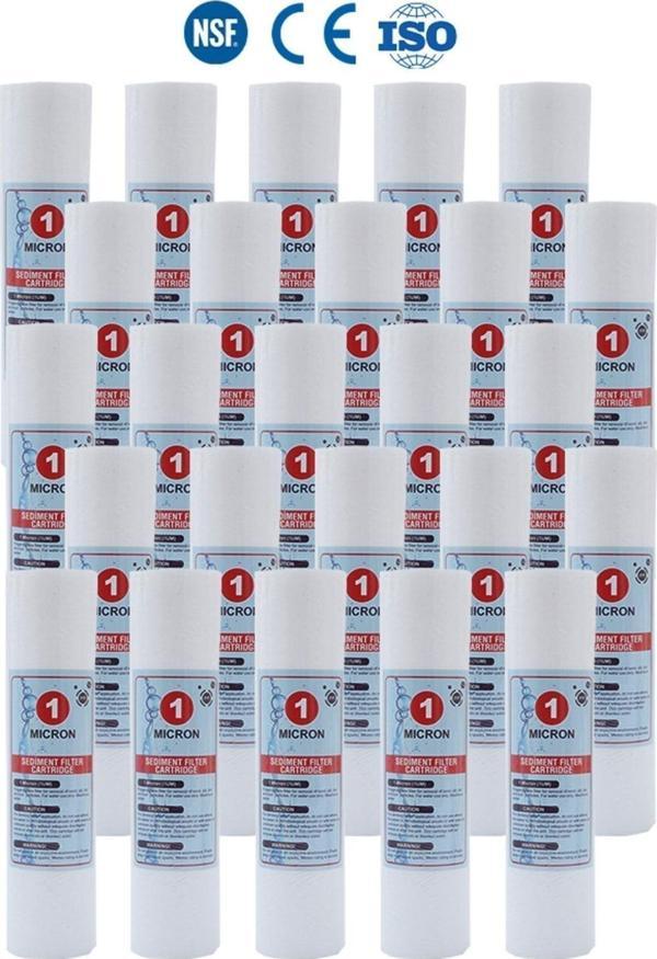Filter Store Açık Kasa Su Arıtma Cihazı Uyumlu 10'' Inch 1 Mikron Sediment Spun Filtre (25 Adet) - Image 1