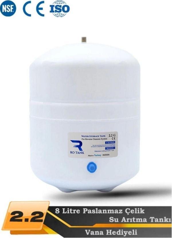 Filter Store Su Arıtma Cihazı Uyumlu Metal Genleşme Tankı Standart 8 Lt Su Arıtma Deposu Tank Vanası Hediyeli - Image 1