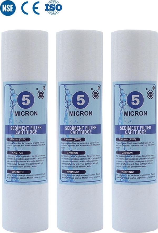 Filter Store Açık Kasa Su Arıtma Cihazı 10 Inc 5 Mikron Sediment Spun Filtre (Toz,Tortu Filtre) 3 Adet - Image 1