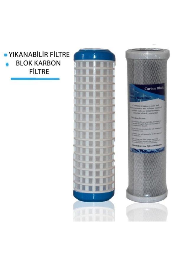 Filter Store Daire Bina Sayaç Girişi 10" Inch 2 Aşama ( Yıkanabilir , Blok ) Yedek Filtre Seti - Image 1