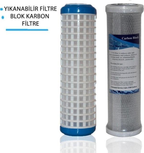 Filter Store Daire Bina Sayaç Girişi 10" Inch 2 Aşama ( Yıkanabilir , Blok ) Yedek Filtre Seti - Image 1