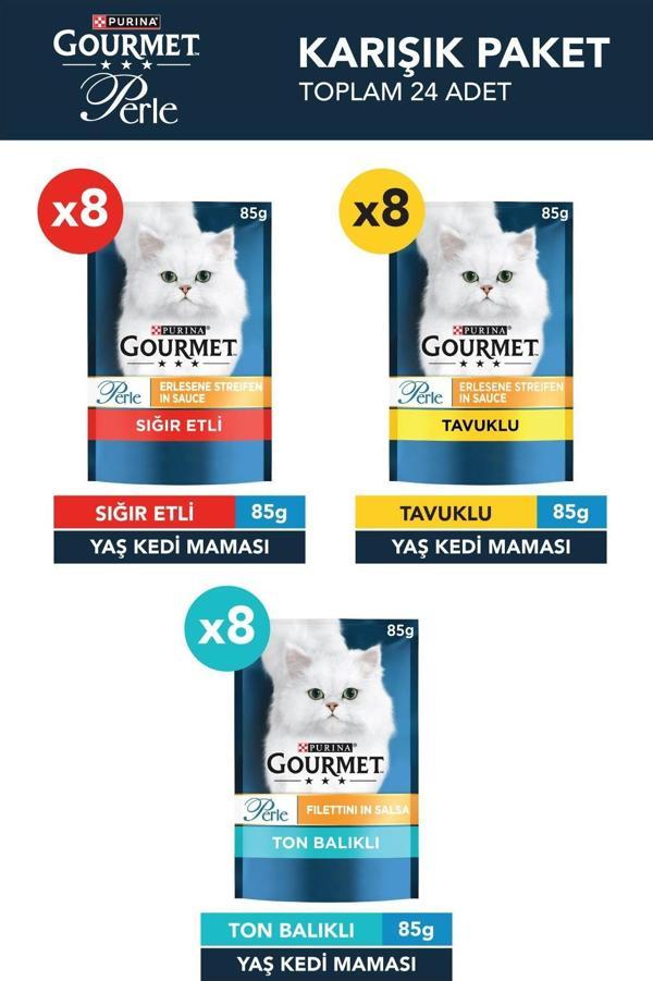 Gourmet Perle Karışık Yaş Kedi Maması 85 gr X 24 Adet - Image 1