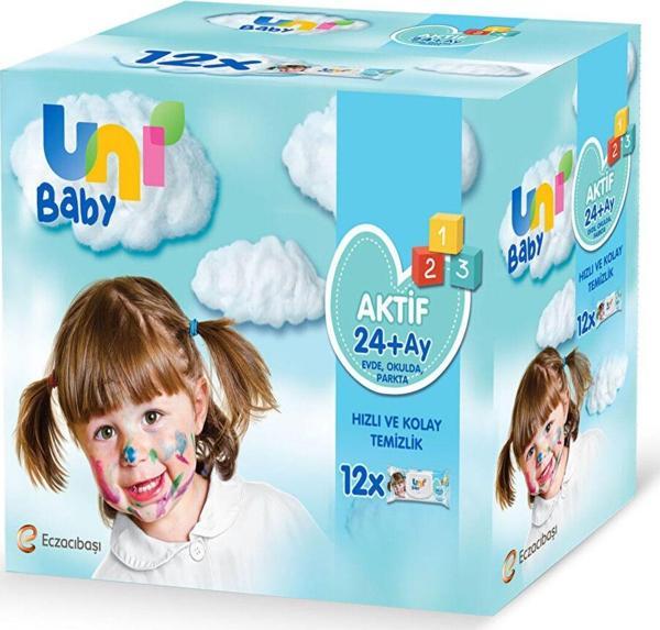 Uni Baby Aktif Bebek Islak Mendil 24+ Ay 12X52 Adet - Image 1