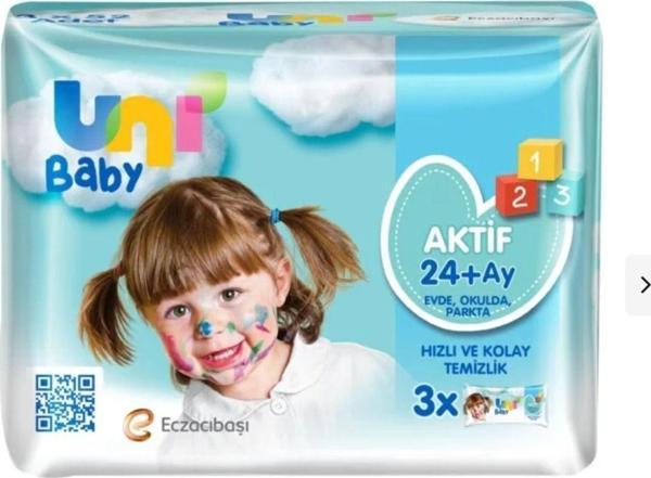 Uni Baby Aktif Islak Mendil 3'Lü 156 Yaprak - Image 1