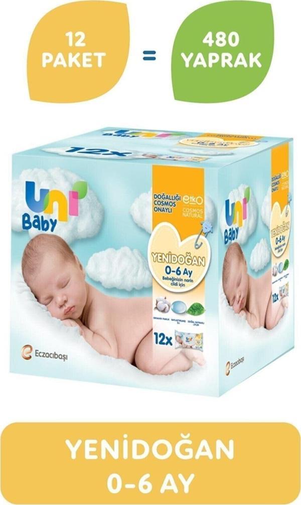 Uni Baby Yenidoğan Islak Mendil 40Lı 12 Adet - Image 1