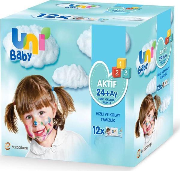 Uni Baby Aktif Bebek Islak Mendil 24+ Ay 12X52 Adet - Image 1