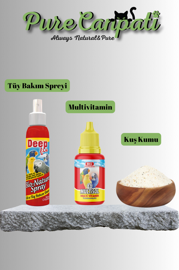 PureCanpati Tüy bakım,Multivitamin Ve Kuş Kumu Seti - Image 1