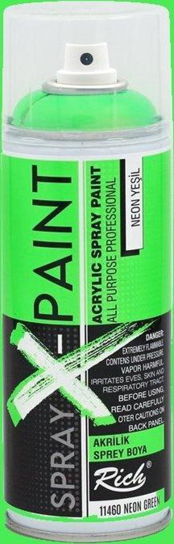 Rich Spray X-Paint Akrilik Sprey Boya 400ml Neon Yeşil - Image 1