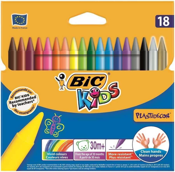 Bic Plastidecor Pastel Mum Boya Uzun Boy Silinebilir 18'li - Image 1
