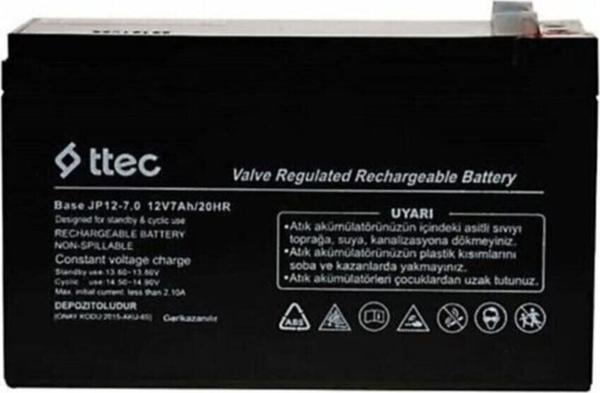 TTEC PLUS Ttec 12v 7ah- Bakımsız Kuru Akü 2023 Üretim 12 Volt 7 Amper Akü - Eski Akü İadesiz - Image 1