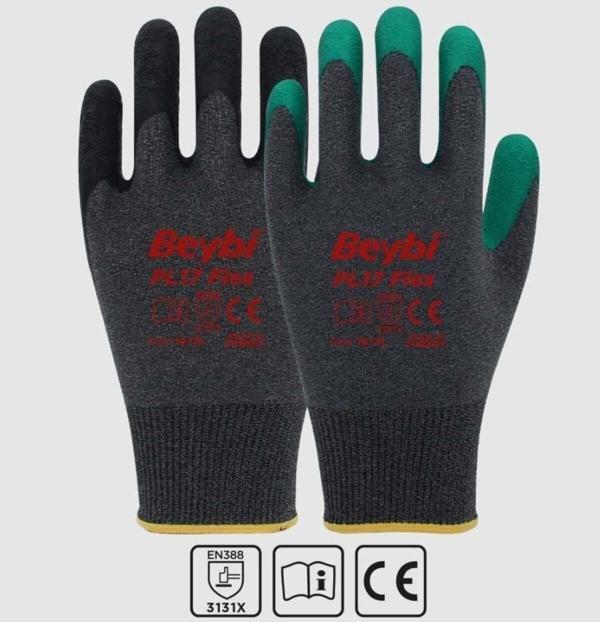 PL17 Flex Likralı İpten Örme Lateks Eldiven NO:9 - Image 1