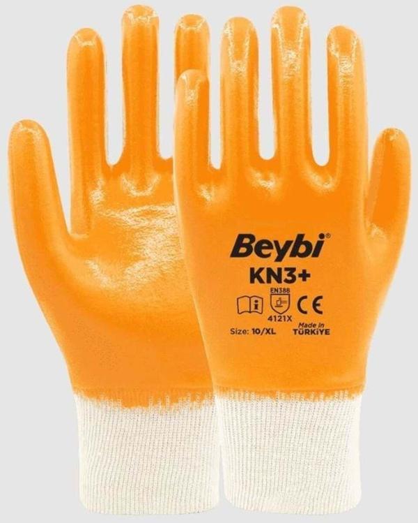 KN3+ No:10 Sarı Tam Nitril Pamuk Eldiven 1 Adet - Image 1
