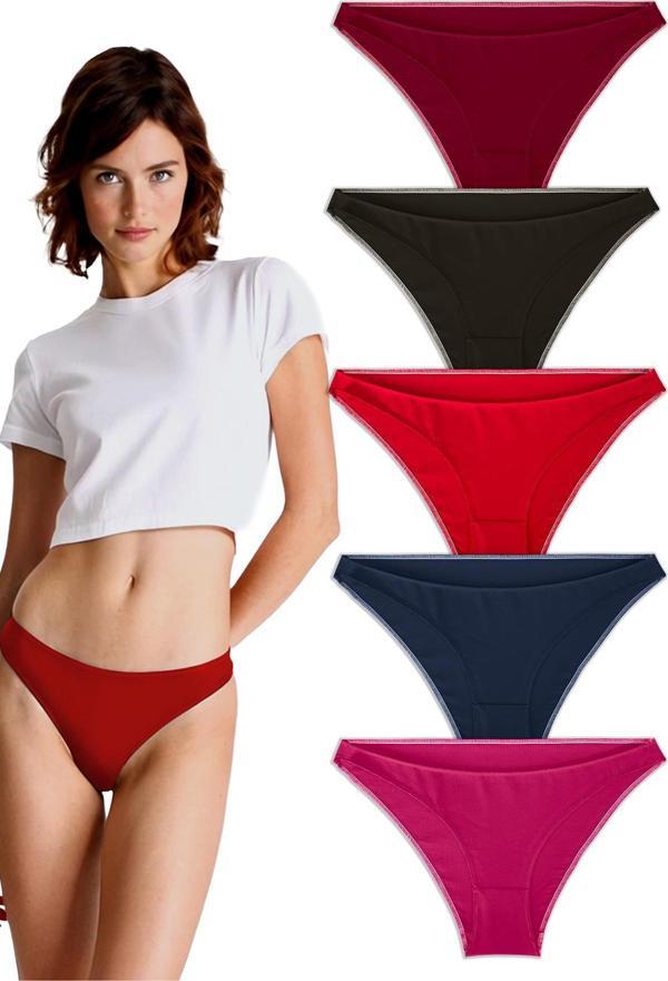 Yohannes Club, Kadın Pamuklu Basic Bikini Slip, 5'li Paket, - Image 1
