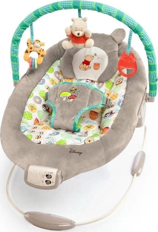 Bright Starts Winnie the Pooh Dots & Hunny Pots Sallanan Bebek Titreşimli Bebek Koltuğu, Müzik ve 3 - Image 1