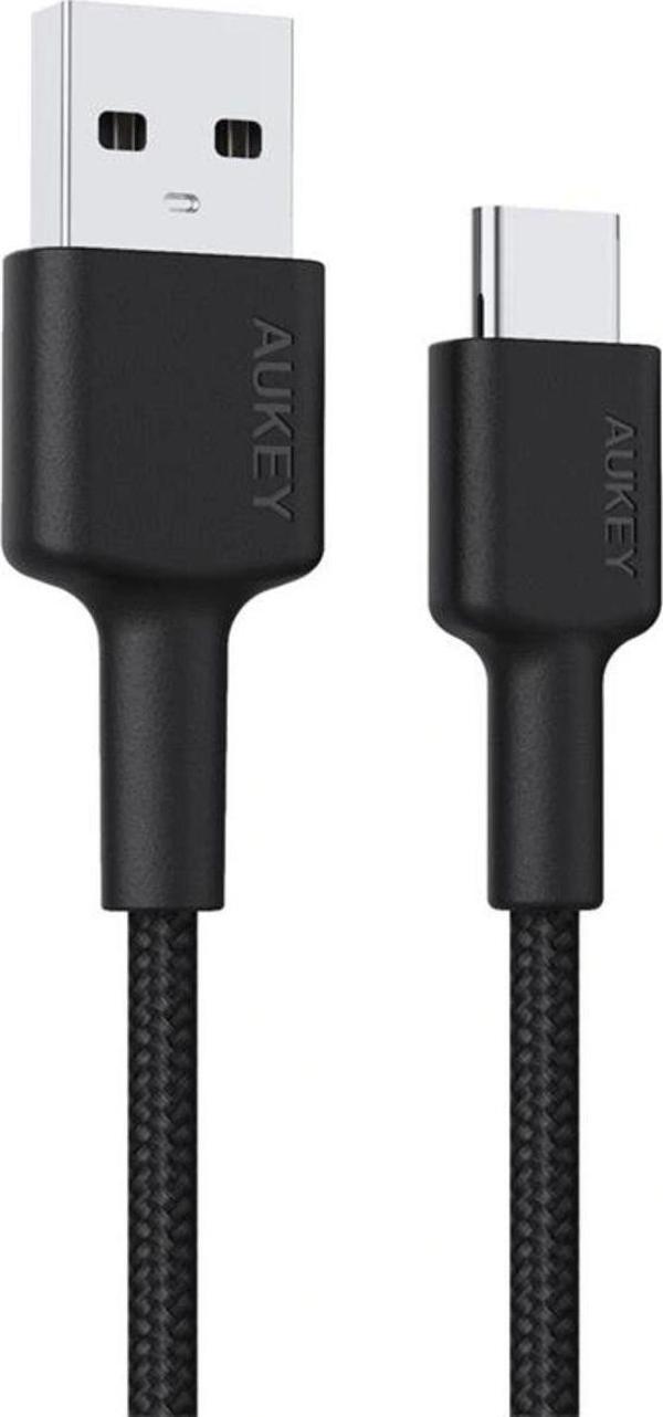 CB-CD30-BK NAYLON ÖRGÜLÜ USB-A TYPE-C ŞARJ KABLOSU 0.9MT - Image 1