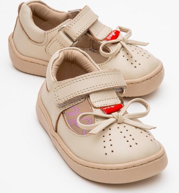 mnpc Kız Çocuk Bej Hakiki Deri Günlük Babet - Image 1