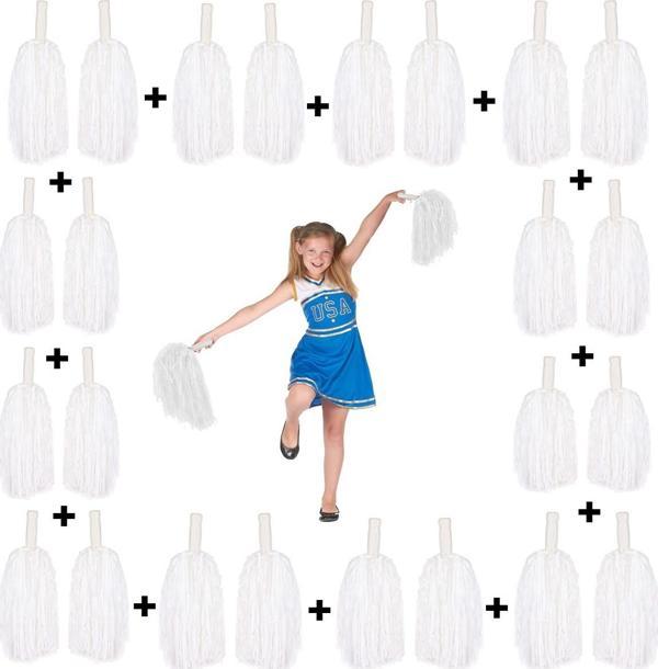 12 Çift Beyaz Gösteri Ponponu (24 Adet) - Image 1