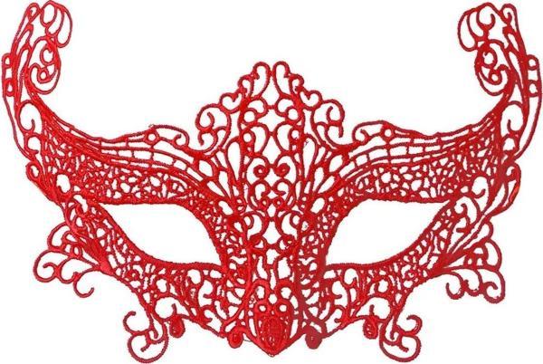 Kırmızı Renk Dantel Örgü İşlemeli Parti Maskesi Model 3 - Image 1