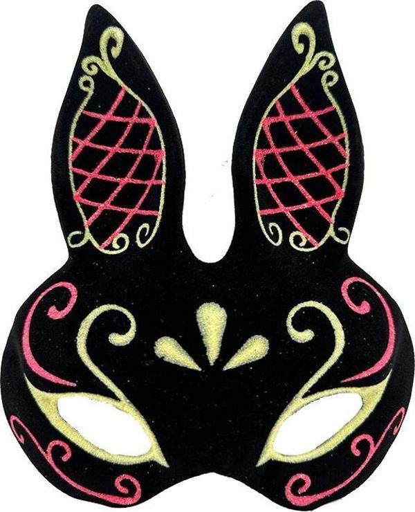 Siyah Kırmızı Gold Tavşan Maskesi - Image 1