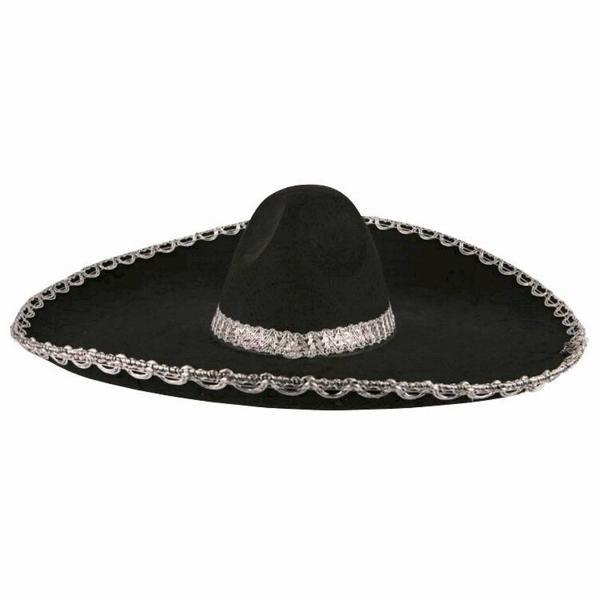 Sombrero Meksika Şapkası Gümüş Şeritli Yetişkin Boy - Image 1