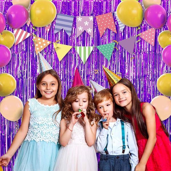 Mor Ekstra Metalize Saçaklı Arka Fon Perde - Image 1