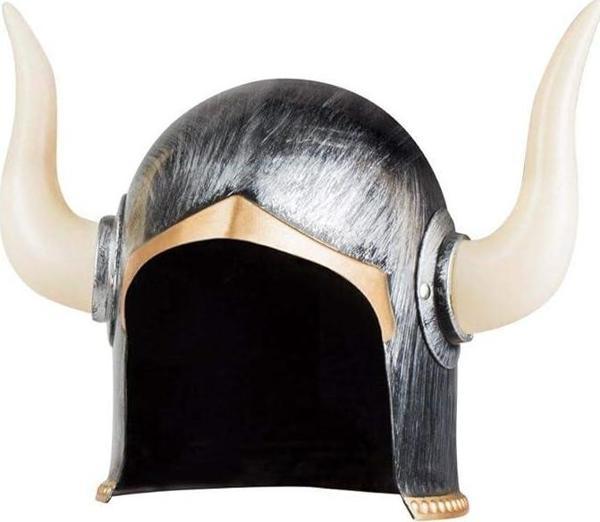Mega Boynuzlu Viking Ivar Kaskı Eskitilmiş Desen Gümüş Renk - Image 1