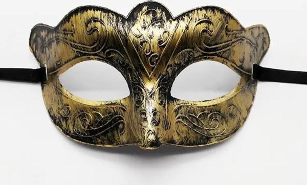 Altın Renk Eskitme Balo Maskesi – Venedik Tarzı Parti Maskesi - Image 1