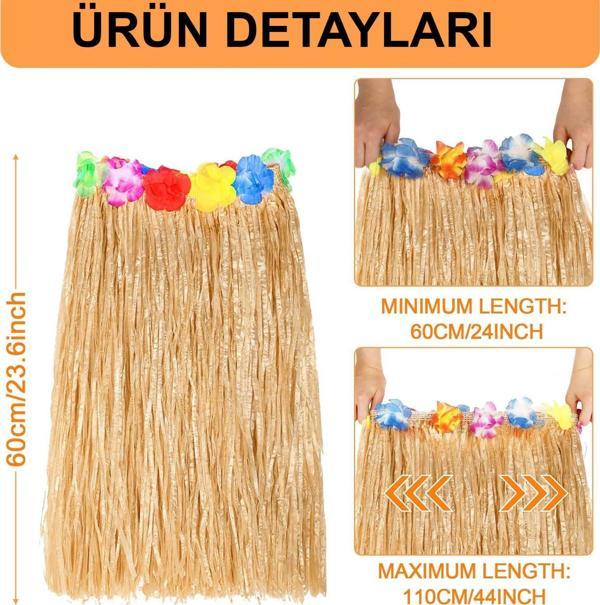 Hawaii Tarzı Hula Eteği – 60 cm Hasır Natural Etek - Image 1