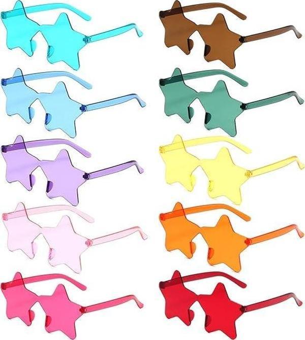 Yıldız Şekilli Çerçevesiz Parti Gözlüğü 6 Renk 6 Adet - Image 1