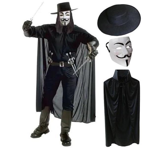 V For Vendetta Maskesi Şapka Pelerin Seti - Image 1