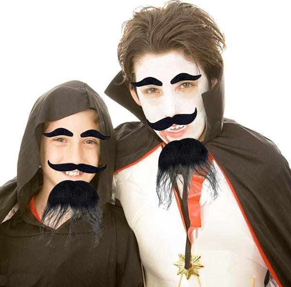 Siyah Renk Kendinden Yapışkanlı Takma Sakal Bıyık ve Kaş Seti - Image 1