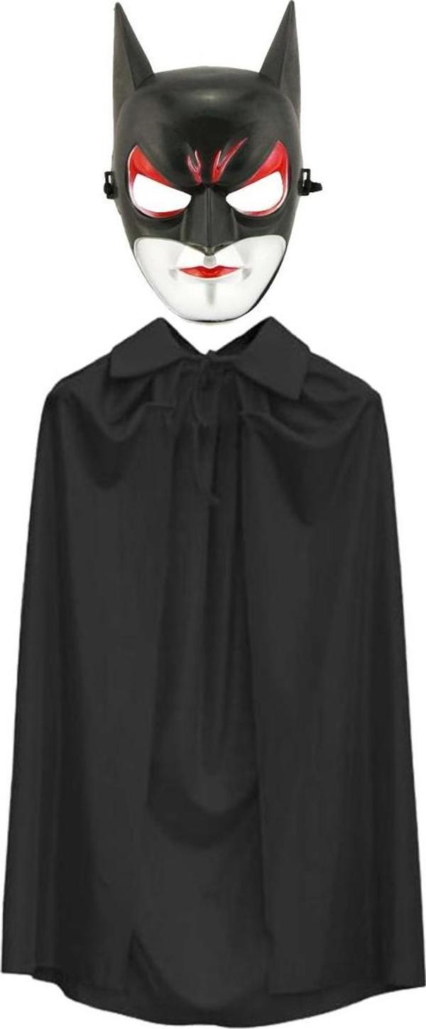 Batman Maskesi Catwoman ve Batman Pelerini Siyah Set - Image 1