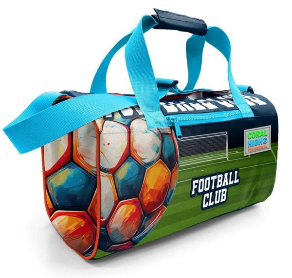 Coral High Erkek Çocuk Spor ve Seyahat Çantası - Lacivert Yeşil Futbol Desenli - 27525 - Image 1