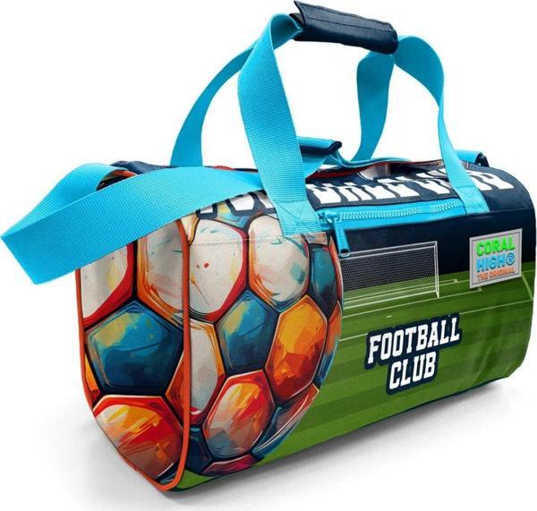 Coral High Erkek Çocuk Spor ve Seyahat Çantası - Lacivert Yeşil Futbol Desenli - 27525 - Image 1