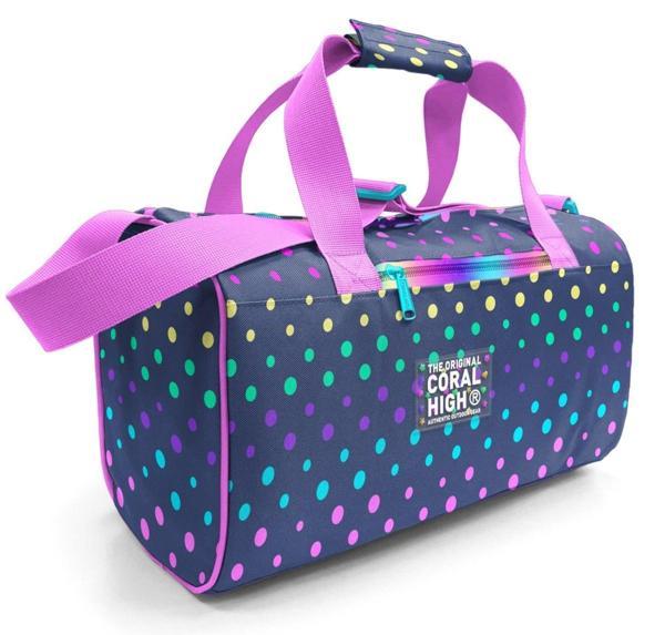 Coral High Kız Çocuk Spor ve Seyahat Çantası - Lacivert Pembe Puantiye Desenli - 27528 - Image 1
