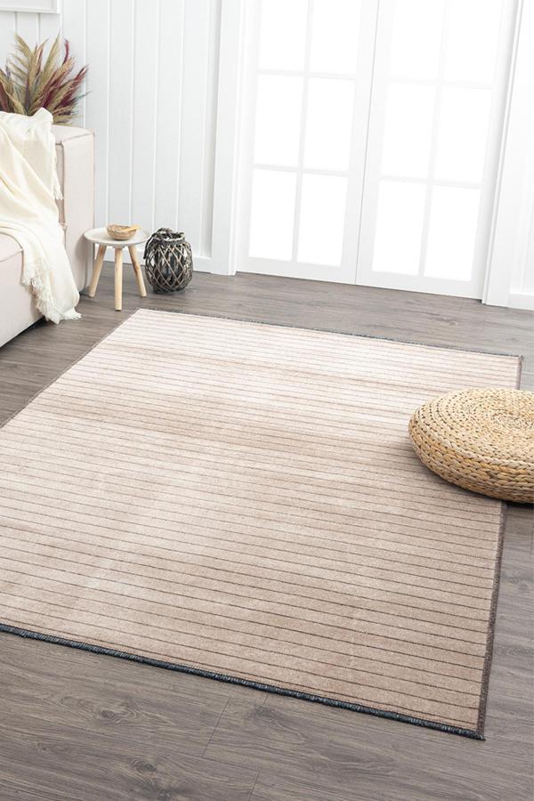 Ares Kahve Halı Yıkanabilir Kaymaz Taban Şönil Kilim Dokuma Pamuk Taban Kilim NV07 - Image 1