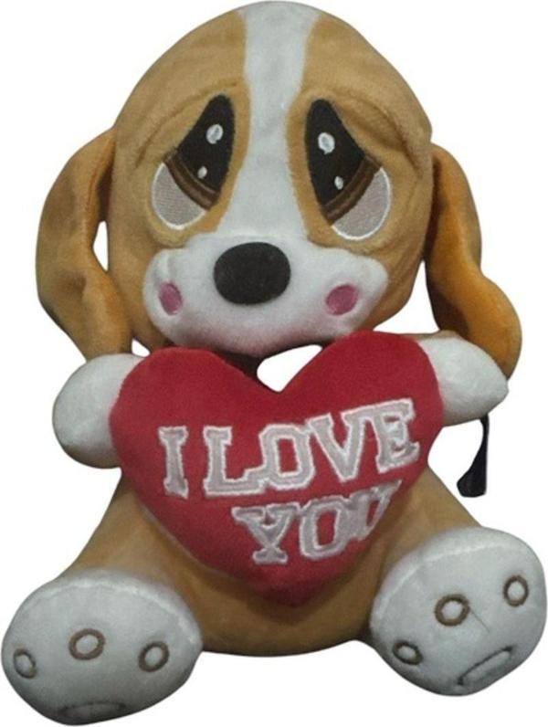 Rosepremium Kalpli Üzgün Köpek Peluş Oyuncak 25Cm Açık Kahverengi - Image 1