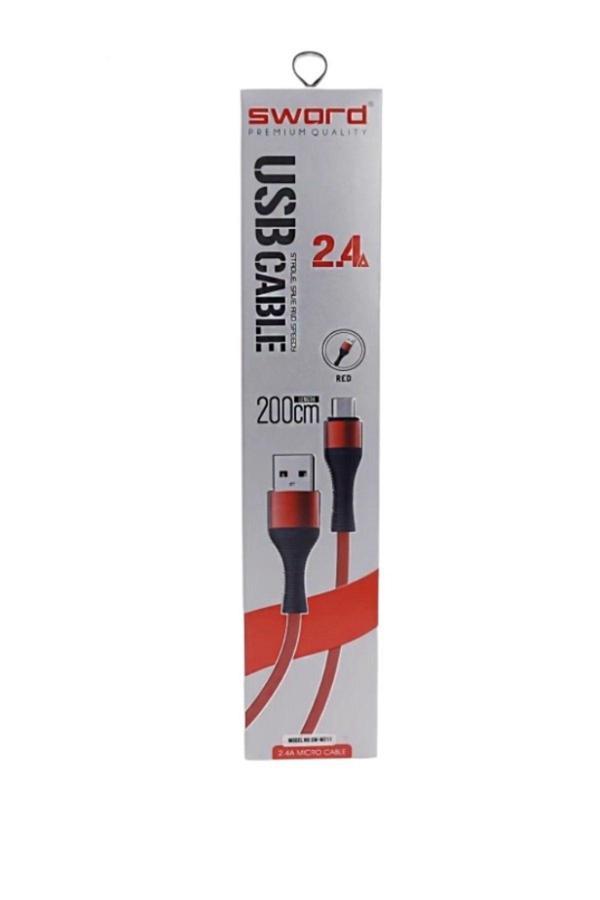 Sword Kablo Sw-M211 Mıcro 2.4A 2 Metre Kırmızı - Image 1