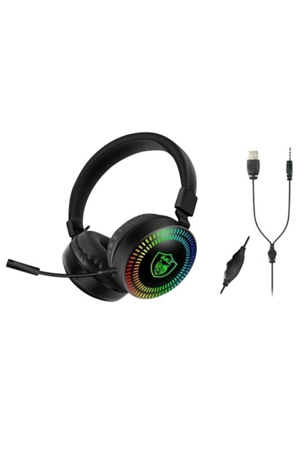 Rosepremium 3D Stereo Sound Gm-019 Rgb Kablolu Kulaküstü Işıklı Oyuncu Kulaklık 3.5Mm Jack - Image 1