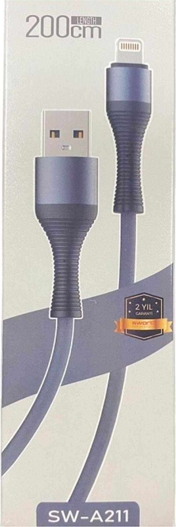 Sword Kablo Sw-A211 Ios 2.4A 2 Metre Gri? - Image 1