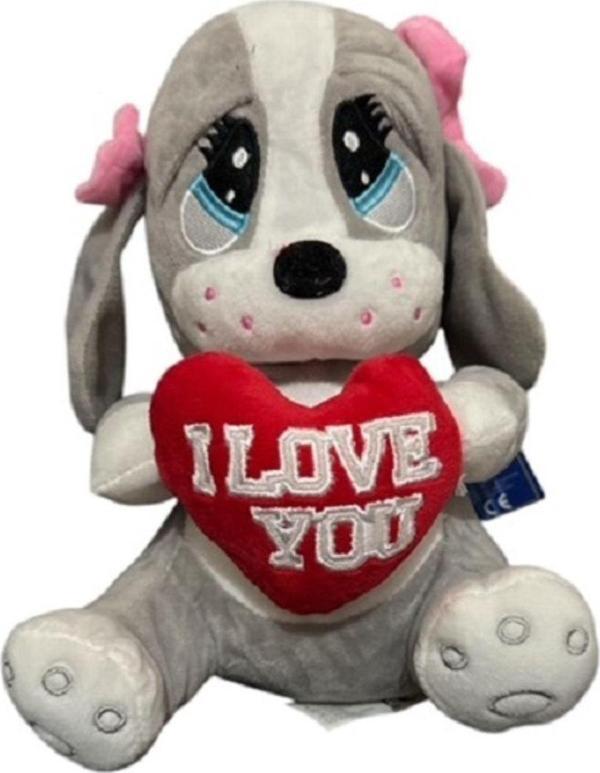 Rosepremium Kalpli Üzgün Köpek Peluş Oyuncak 25Cm Gri - Image 1