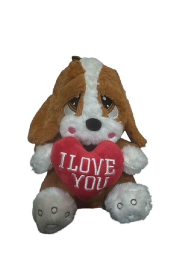 Rosepremium Kalpli Üzgün Köpek Peluş Oyuncak 25Cm Koyu Kahverengi - Image 1