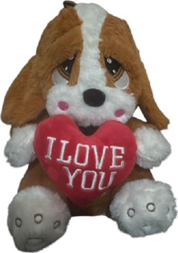 Rosepremium Kalpli Üzgün Köpek Peluş Oyuncak 25Cm Koyu Kahverengi - Image 1