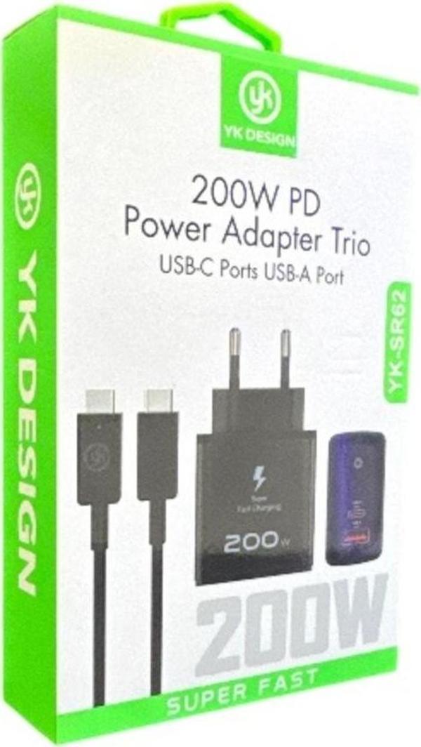 Yk Design Yk-Sr62 200W Usb+Pd Şarj Başlığı Ve Typec-Typec Kablo - Image 1